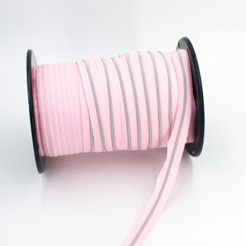 Preview: Endlosreißverschluss metallisiert schmal hellrosa/silber (1m)